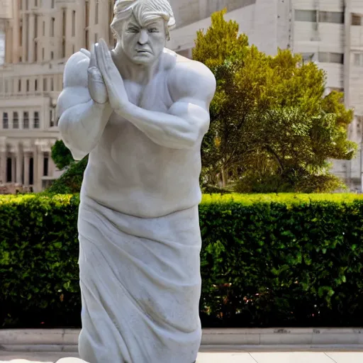 Image similar to marble statue of donald trump, realistic
