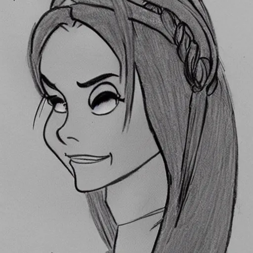 Image similar to milt kahl sketch of victoria justice with tendrils hair style as princess padme from star wars episode 3