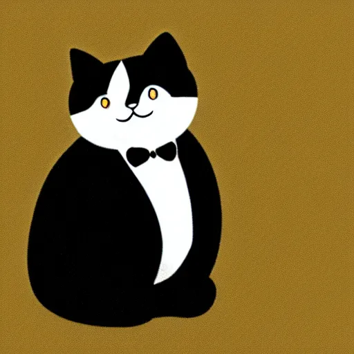 Image similar to photograph of a very fat and judgmental cat wearing a full tuxedo sitting in a dimly lit parlor lounge