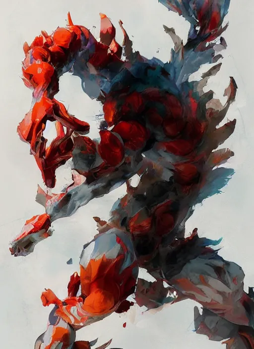 Image similar to semi reallistic gouache gesture painting, by yoshitaka amano, by ruan jia, by Conrad roset, by dofus online artists, detailed anime 3d render watermelon monster, watermelon terrible monster, antrophomorfic watermelon, portrait, cgsociety, artstation, rococo mechanical, Digital reality, sf5 ink style, dieselpunk atmosphere, gesture drawn