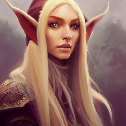 Prompt: a head - on detailed oil portrait of a distinguished elf woman wearing a white hood, long blonde hairs and bright irises, by charlie bowater, lise deharme, wlopi, trending on artstation, dungeon and dragons art, l critical role