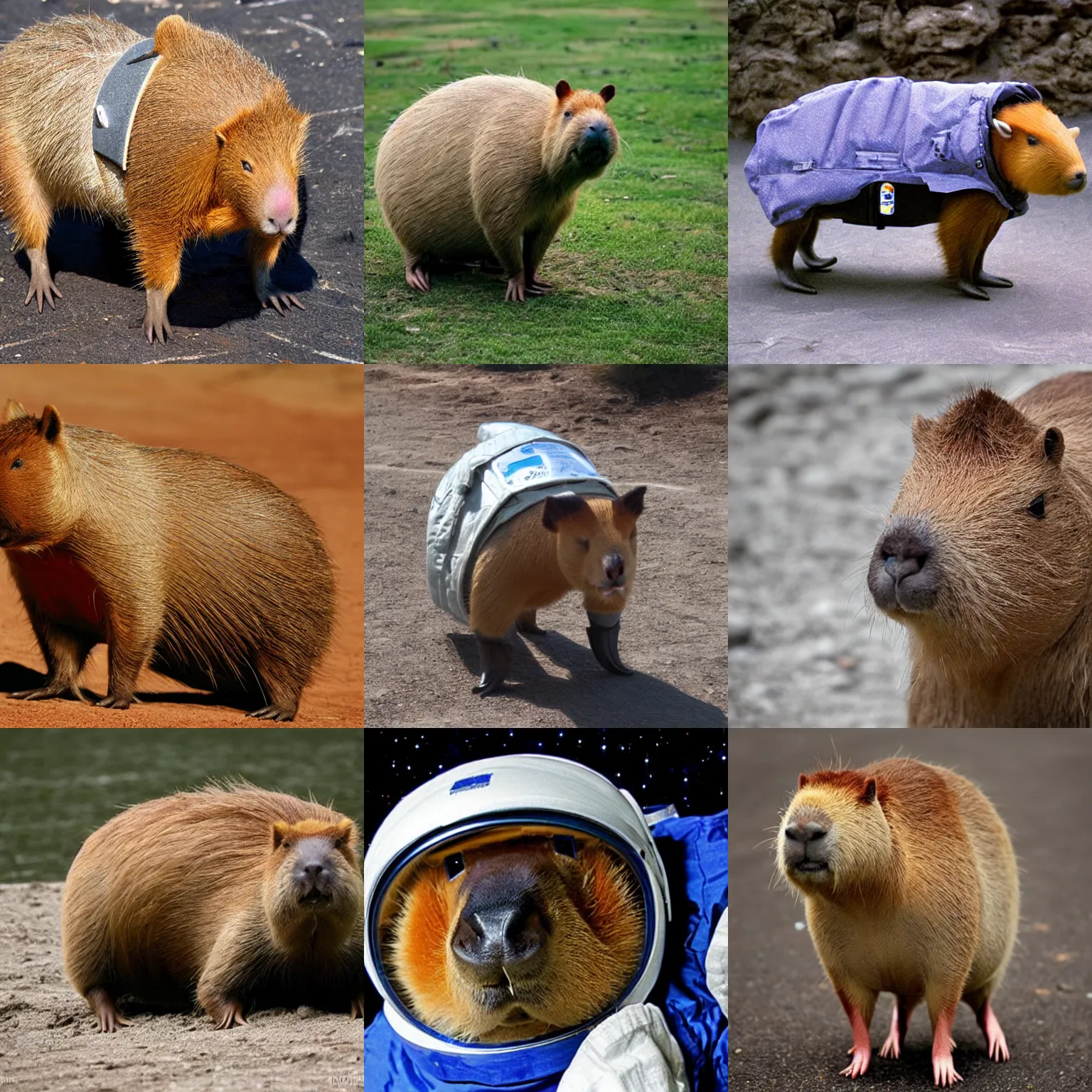 Prompt: capybara wearing a space suit.