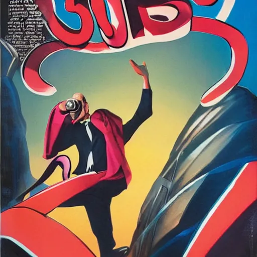 Prompt: comic book cover for'squid president ', art by alex ross
