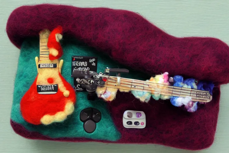 Image similar to call of duty : laundry time 2. dream needle felted guitar hero controller