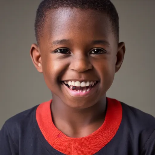 Image similar to portrait of a black boy smiling, studio portrait