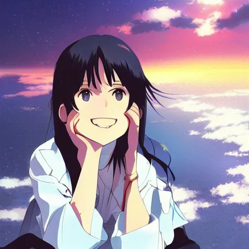 Prompt: misato katsuragi light novel illustration by makoto shinkai