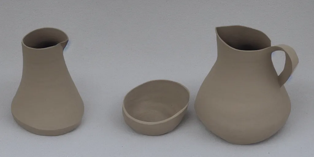 Image similar to ceramic jug being built, clay, shaped like a ben nicholson drawing