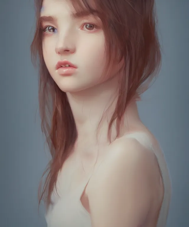 Prompt: a portrait of a beautiful young girl, by wlop and jovana rikalo and nick silva, modern cloth, on artstation, light source from the left, cartoon style