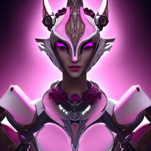 Image similar to highly detailed exquisite fanart, of a beautiful female warframe, but as a cute anthropomorphic robot dragon, glowing eyes and robot dragon head, off-white plated armor, bright Fuchsia skin, royal elegant pose, close-up bust shot torso up, epic cinematic shot, realistic, professional digital art, high end digital art, sci fi, DeviantArt, artstation, Furaffinity, 8k HD render, epic lighting, depth of field
