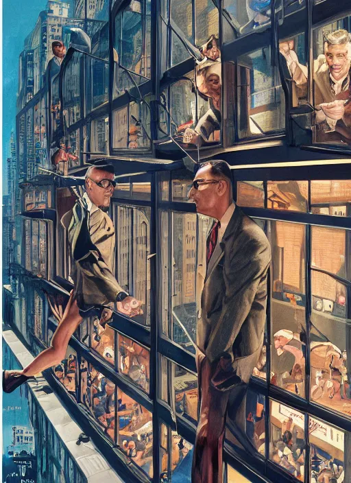 Image similar to rear window ( 1 9 5 4 ) poster, highly detailed, centered, digital painting, artstation, concept art, movie poster, smooth, sharp focus, illustration, artgerm, donato giancola, joseph christian leyendecker, les edwards, ed repka, basil gogos, wlop