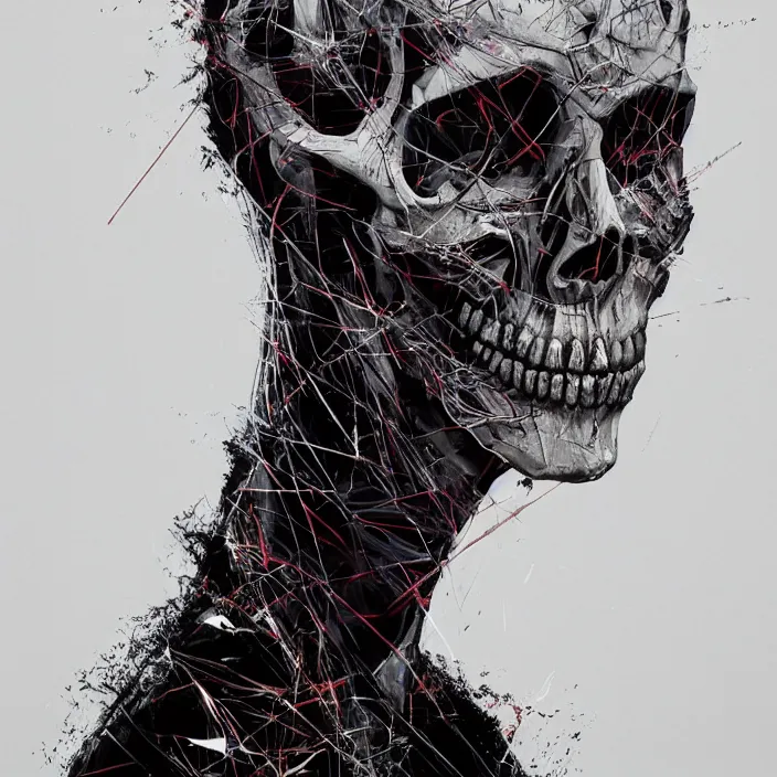 Image similar to portrait of charlize theron as a skull in a suit. intricate abstract. intricate artwork. nightmare fuel. by Tooth Wu, wlop, beeple, dan mumford. octane render, trending on artstation, greg rutkowski very coherent symmetrical artwork. cinematic, hyper realism, high detail, octane render, 8k, iridescent accents