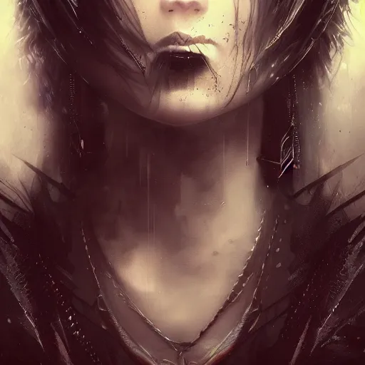 Prompt: kerli koiv, gothic, darkwave, darksynth character portrait, sharp, digital matte painting, anime key art by luis royo, greg rutkowski, wlop, dramatic lighting, trending on artstation