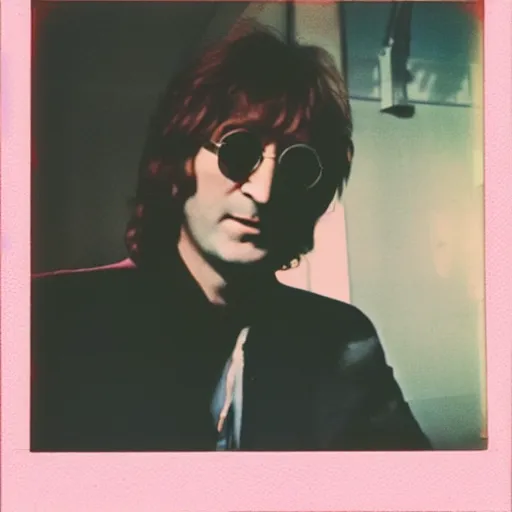 Image similar to john lennon in pink paradise, polaroid photo, perfect photo, photo pinterest, polaroid photo, perfect photo, photo pinterest