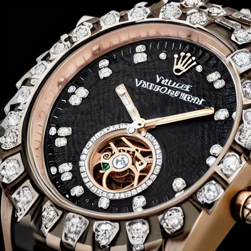Prompt: vvs diamond alexandrite sapphire watch, intricate design, rolex, cogs and gears, steampunk watch, bejeweled beautiful watch, richard mille, promotional photo, 8 k photography