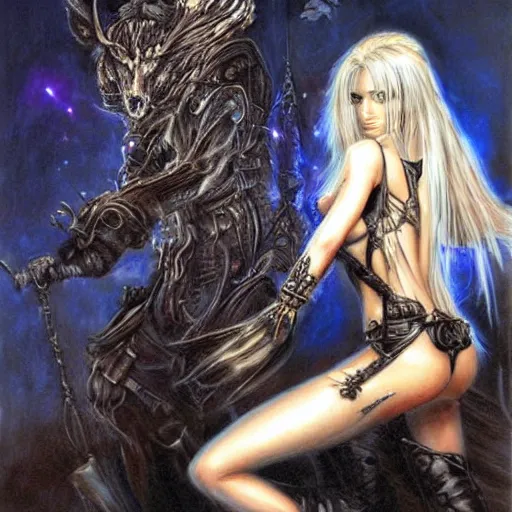 Image similar to a painting in the style of theodore jasper and in the style of luis royo.