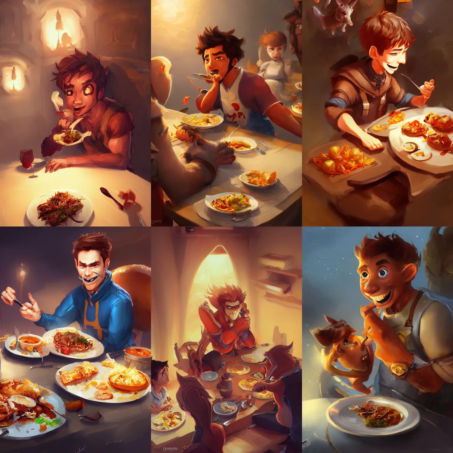 Prompt: levaiathan eating dinner speedpaint by sandara juliathedragoncat artstation julia mato cindy avelino justin gerard