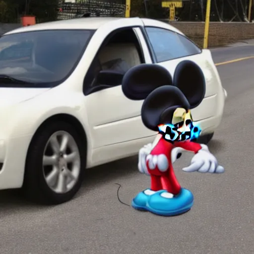 Image similar to mickey mousing stole a car