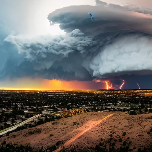 Prompt: 4 k hdr polaroid sony a 7 wide angle photo of a tornado over salt lake city utah with moody dramatic stormy lighting and a lightning strike in the distance