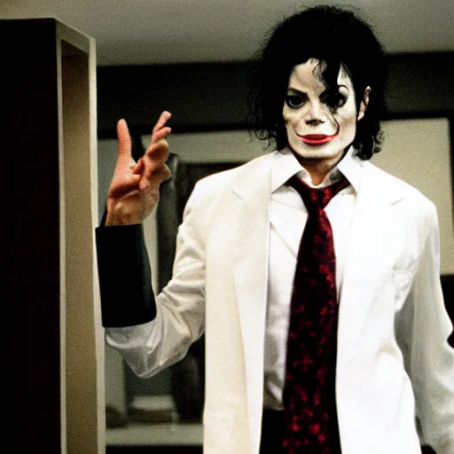Prompt: michael jackson as the american psycho, cinematic still