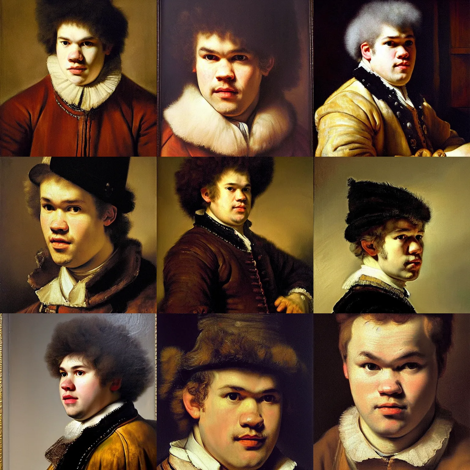 Prompt: Chess Grand master Magnus Carlsen, hyperrealistic 18th century oil portrait by Rembrandt, award-winning masterpiece