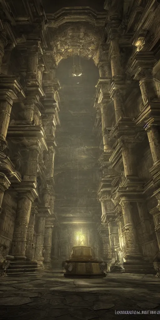 Image similar to photorealistic temple of time, moody lighting, marvelous, unreal engine, artwork by leonardo da vinci