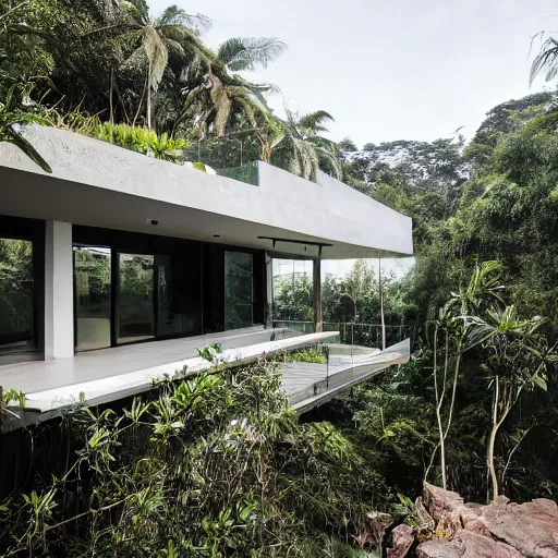 Image similar to a modern house in the jungle