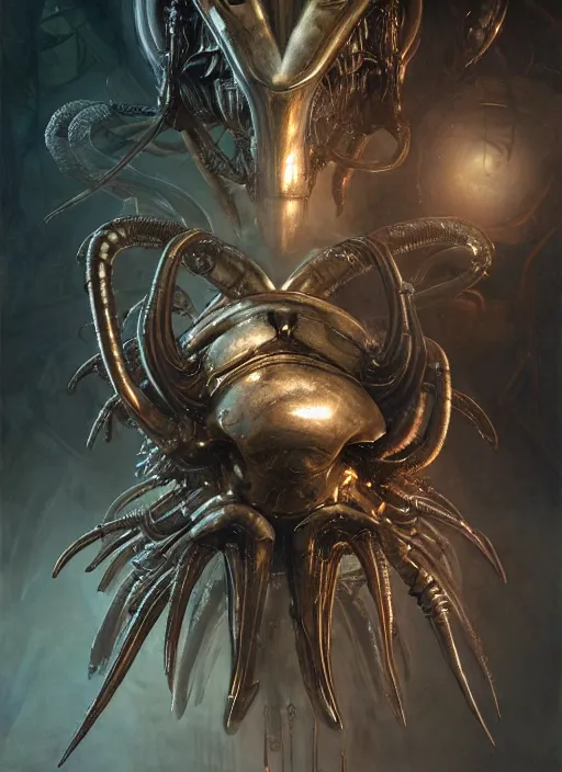 Image similar to alien vs predator physically accurate, moody dynamic lighting, very very intricate, very very elegant, highly detailed, digital painting, artstation, HR GIGER, Hieronymus Bosch, Francis Bacon, concept art, smooth, very beautiful, sharp focus, illustration, art by artgerm and greg rutkowski and alphonse mucha