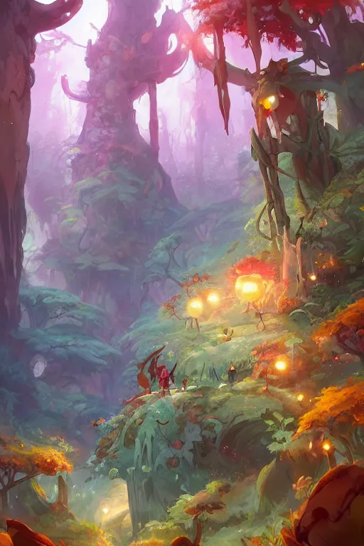 Prompt: fairy City in an ancient forrest , official fanart behance hd artstation by Jesper Ejsing, by RHADS and Makoto Shinkai and Lois van baarle and ilya kuvshinov and rossdraws