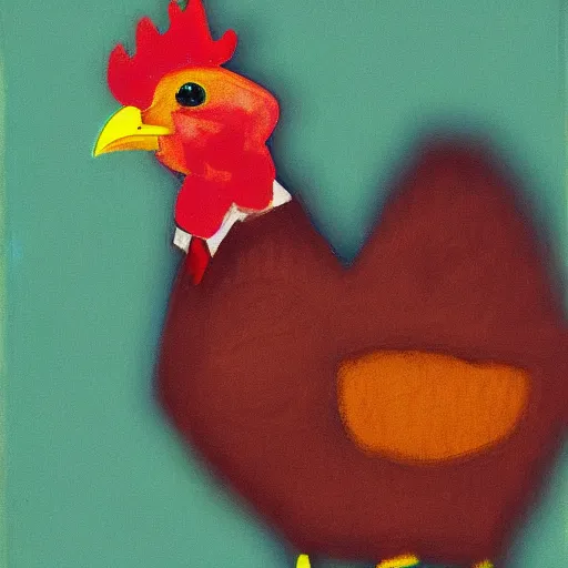 Image similar to a high quality photo of a chicken wearing a suit, Impressionism, 8k