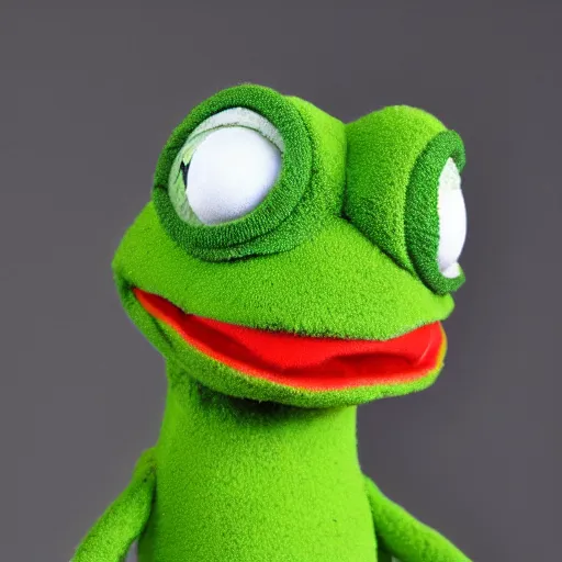 Prompt: pepe frog puppet from the jim henson company