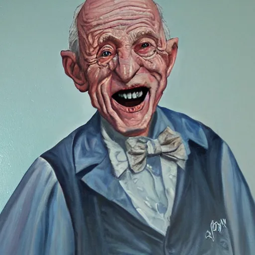 Image similar to a scary painting of a happy old man