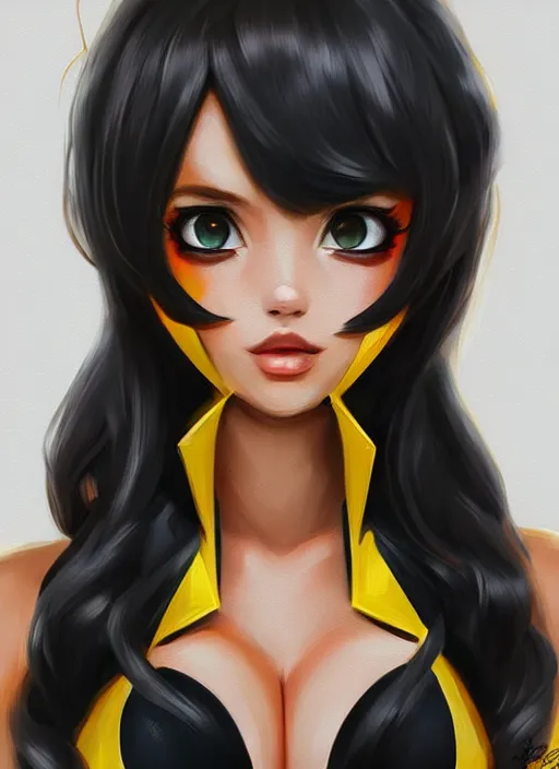 Prompt: a portrait of a hot girl in pikachu costume, grim - lighting, high - contrast, intricate, elegant, highly detailed, digital painting, artstation, concept art, smooth, sharp focus, illustration