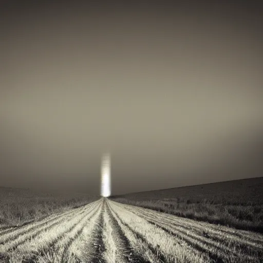 Image similar to radioactive spike field, creepy monotone black and white lighting, post nuclear fallout, desolate, no life, high resolution, old photo,