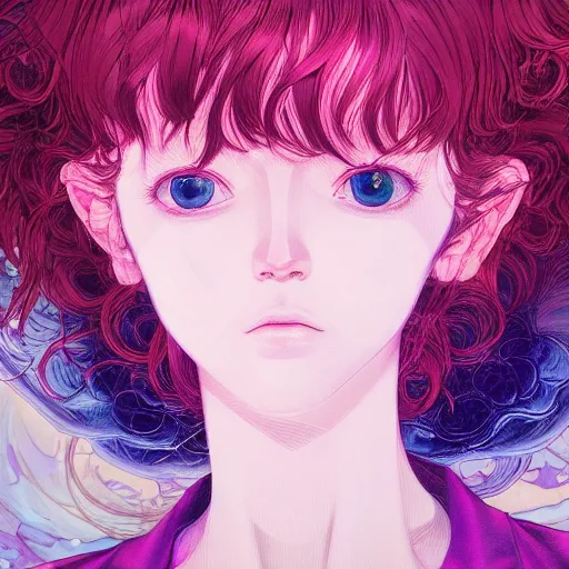 Image similar to prompt : violet portrait soft light painted by james jean and katsuhiro otomo and erik jones, inspired by evangeleon anime, smooth face feature, intricate oil painting, high detail illustration, sharp high detail, manga and anime 1 9 9 9