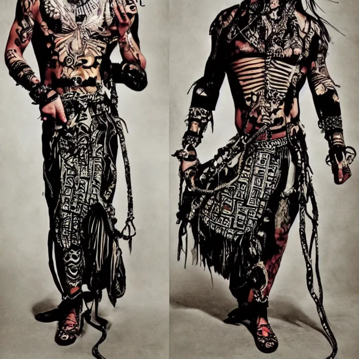 Image similar to serpentskirt god underworld aztec masculine hyperrealism magic man