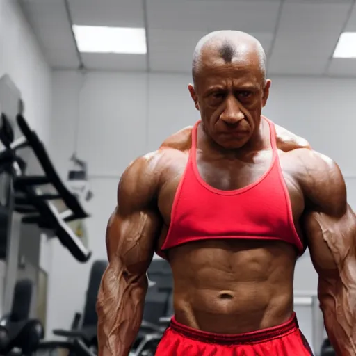 Prompt: photo of Gustavo Fring as a Bodybuilder in a gym, realistic, full body, 4k, dramatic, real