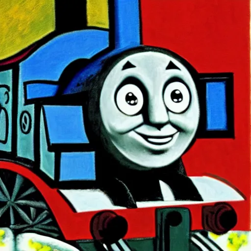 Prompt: cursed Thomas the tank engine, by Pablo Picasso