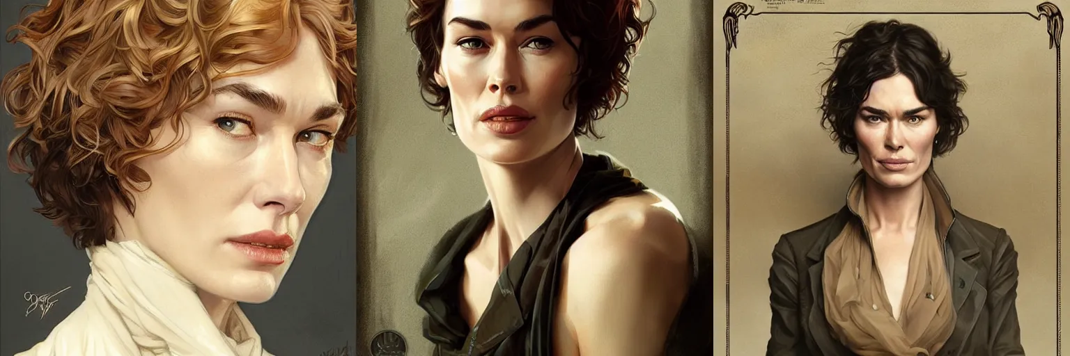 Prompt: portrait of Lena Headey as a detective, highly detailed, digital painting, artstation, concept art, sharp focus, illustration, art by artgerm and greg rutkowski and alphonse mucha