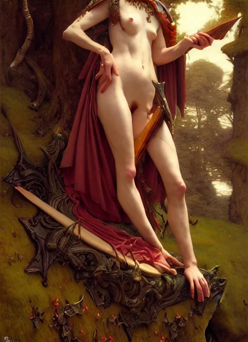 Image similar to forest elf bard playing lute, full body, hyper realistic, extremely detailed, dnd character art portrait, dark fantasy art, intricate fantasy painting, dramatic lighting, vivid colors, deviantart, artstation, by edgar maxence and caravaggio and michael whelan and delacroix.