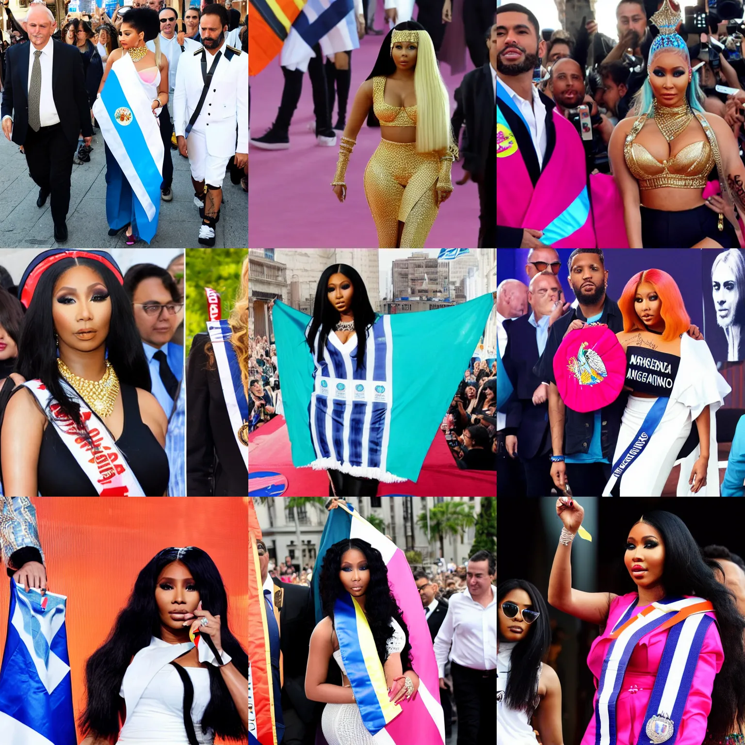 Prompt: Nicki Minaj wearing the Argentine presidential sash