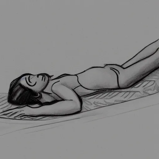 Image similar to high - quality sketch of a person reclined on a mattress