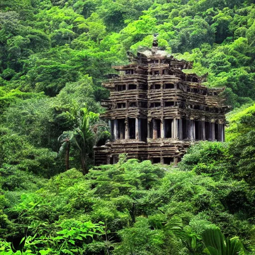 Image similar to a beautiful image of a temple in ruins in the middle of a jungle - i