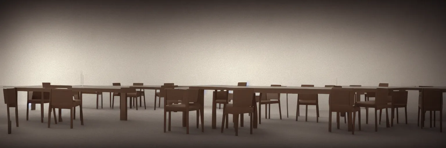 Image similar to hyper realistic photo of an empty table no food no drinks at the last supper, octane render