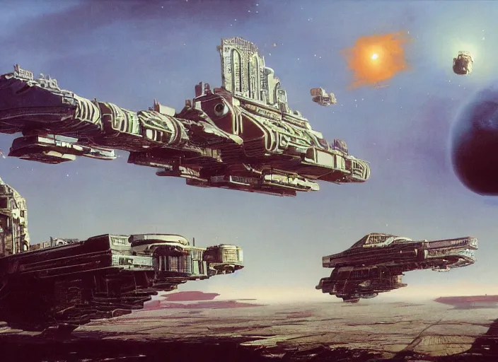 Prompt: empty, cinematic matte painting, peter elson, chris foss, john berkey, terran trade authority