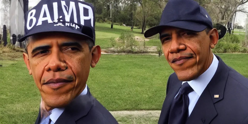 Prompt: obama, trump hat