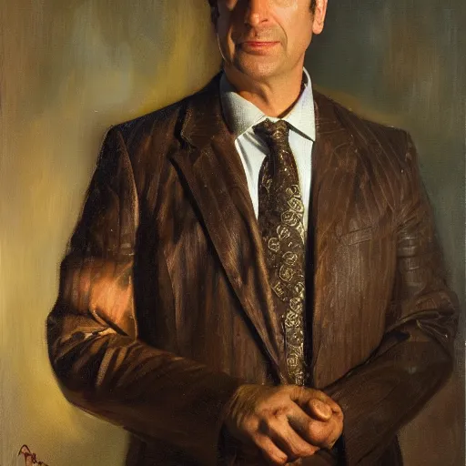 Image similar to saul goodman of better call saul, face detail by theodore ralli and nasreddine dinet and anders zorn and nikolay makovsky and edwin longsden long, bronze age, sword and sorcery, oil on canvas, masterful intricate artwork, excellent lighting, high detail 8 k