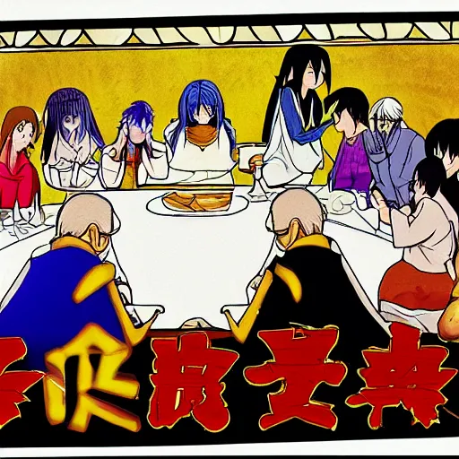 Prompt: the last supper anime, pixiv