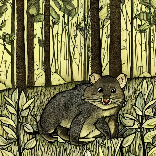 Prompt: maus in forest, by rivuletpaper, rivuletpaper art, harsh tales cruel tales, very detailed, Illustration art