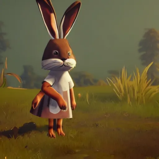 Image similar to a rabbit in the style of life is strange