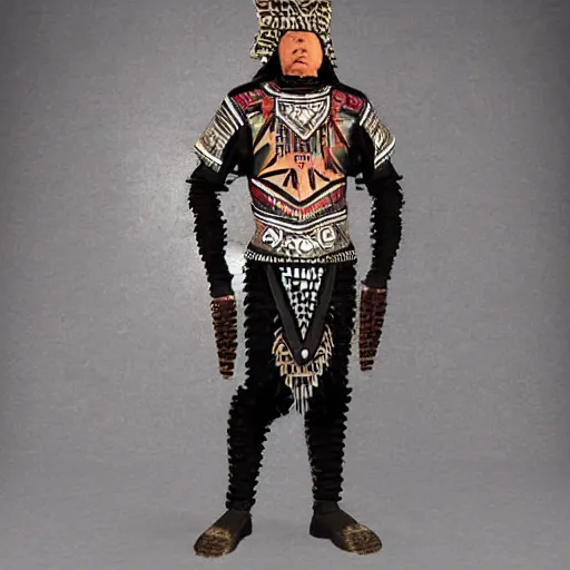 Prompt: aztec black wolf armor, full body.